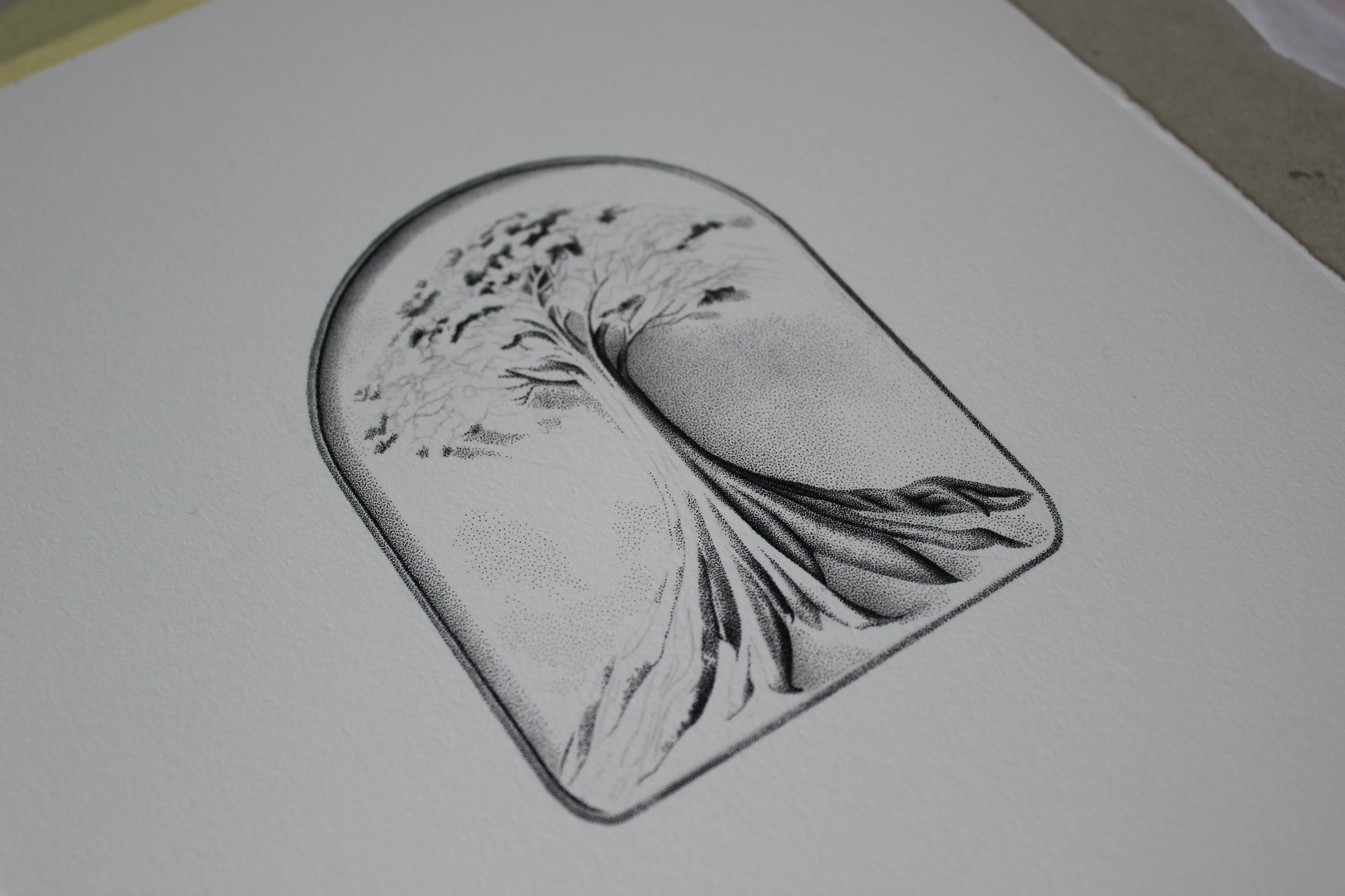 First ink dots over the pencil