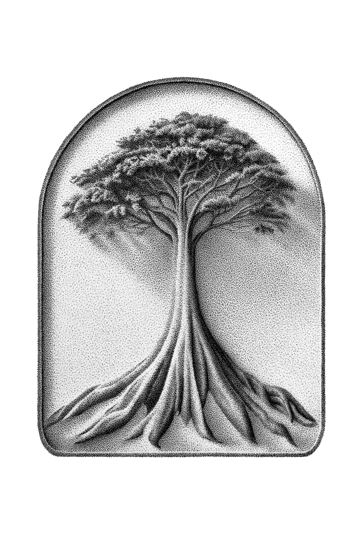Sky River Music — pointillist tree by David Bayo
